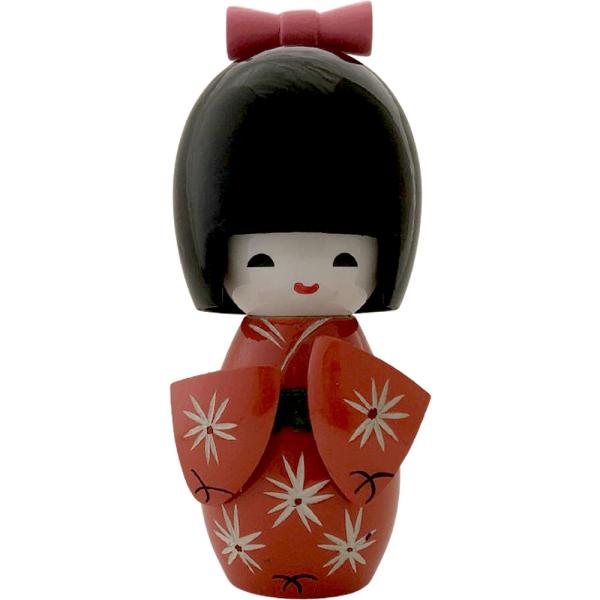 迷你木芥子 小袖 橙色 13.5cm 可变换面部表情的木芥子 民艺品 木芥子人偶 日式室内装饰 木芥子 日本伴手礼 寄宿家庭礼物
