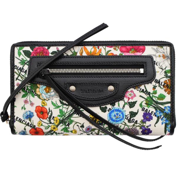 GUCCI钱包GUCCI圆形拉链长钱包女士GUCCI × BALENCIAGA collaboration flow print多色681710