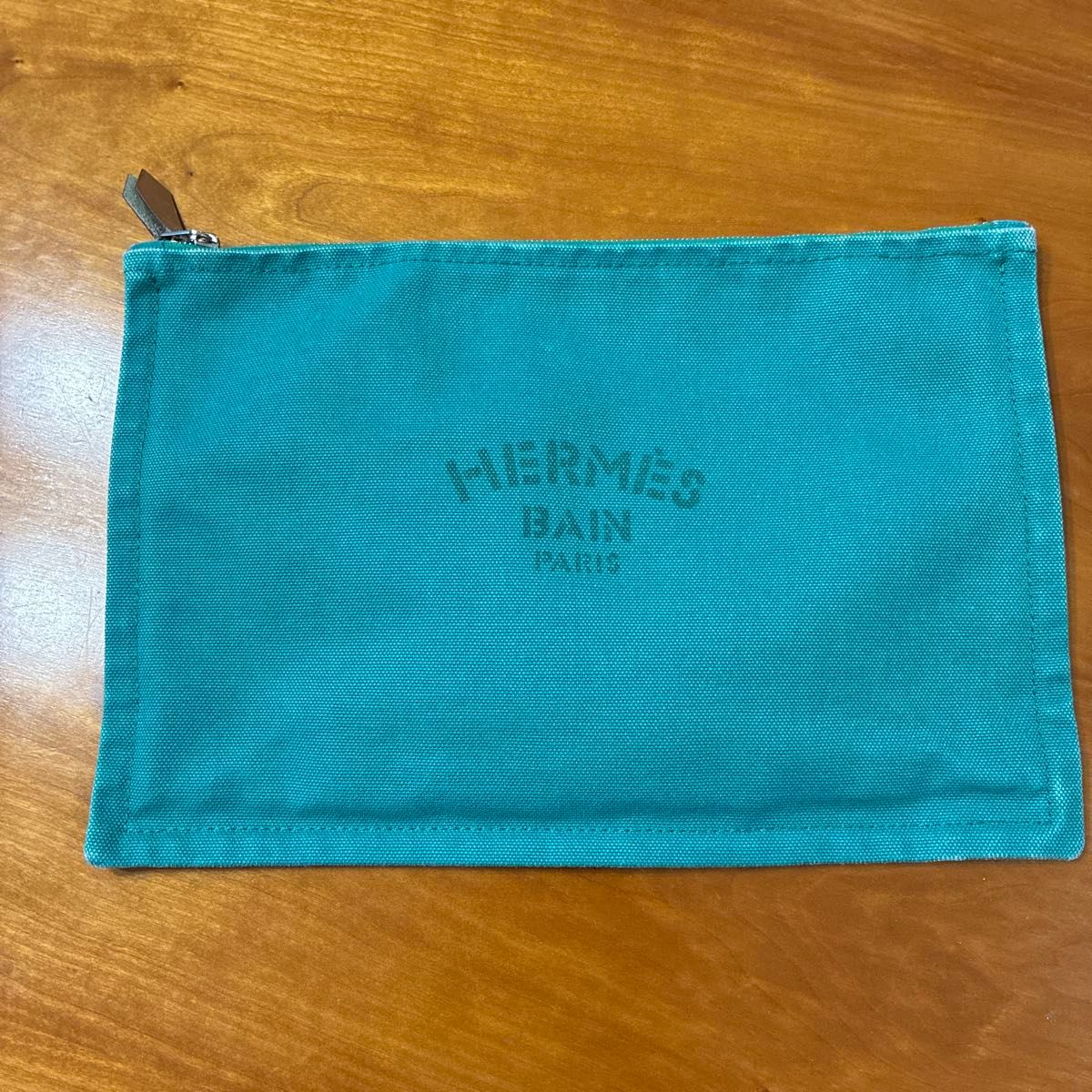 HERMES 爱马仕 BAIN 帆布绿色扁平钱包