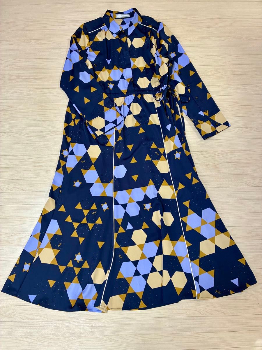 美品 Bou Jeloud FES 几何图案 星星 连衣裙 长款