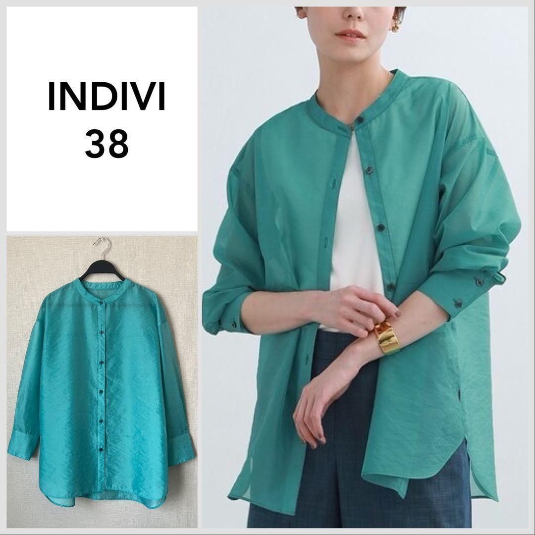 【美品♪】INDIVI大尺寸衬衫衬衫衬衫