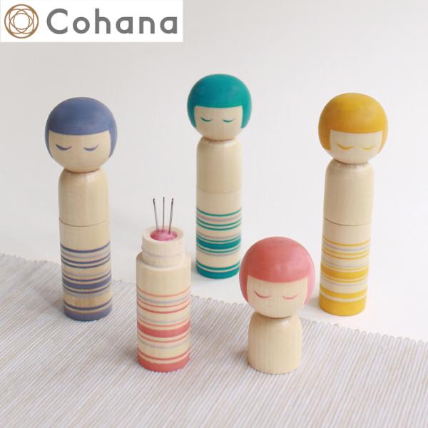 10/25 10x Points / Cohana Kokeshi Needle Case with Sewing Needles Pink Cushion Needle Holder Tsugaru Kokeshi Sewing Tools Traditional Craft Made in Japan Kohana