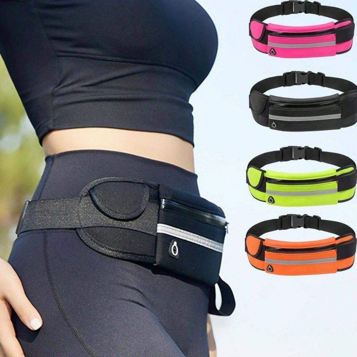 Waterproof Waist Pouch, Unisex for Men and Women, with Smartphone and Water Bottle Compartments, Lightweight, Suitable for Running and Outdoor Activities, Model 18409