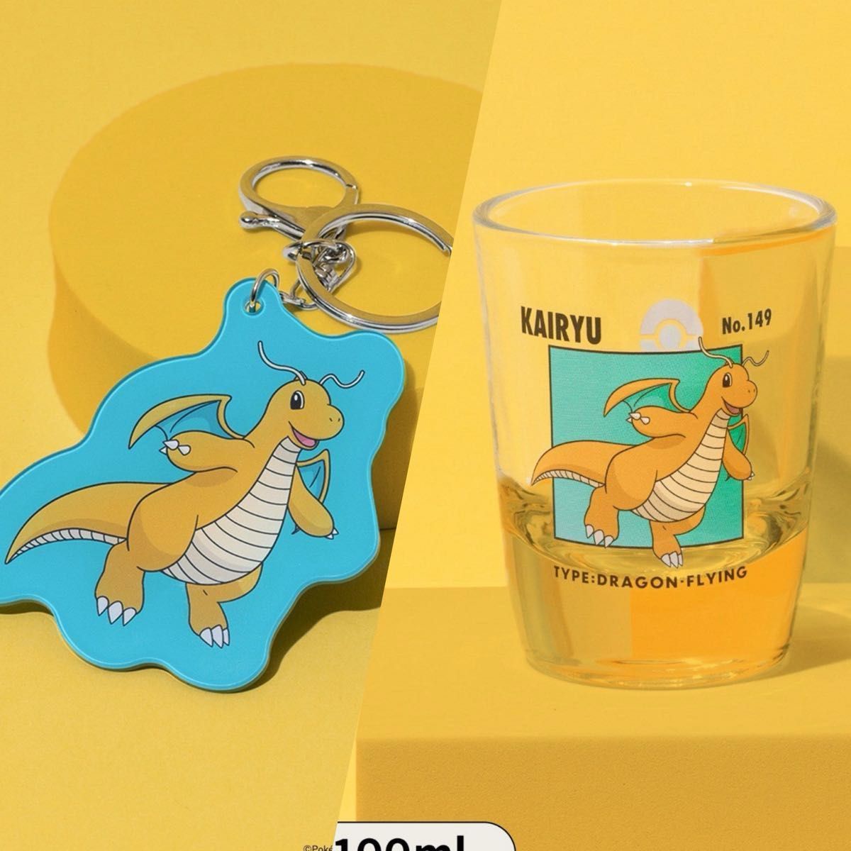 3COINS(三coins)宝可梦30周年 凯路奇 迷你玻璃杯 钥匙扣 2件套