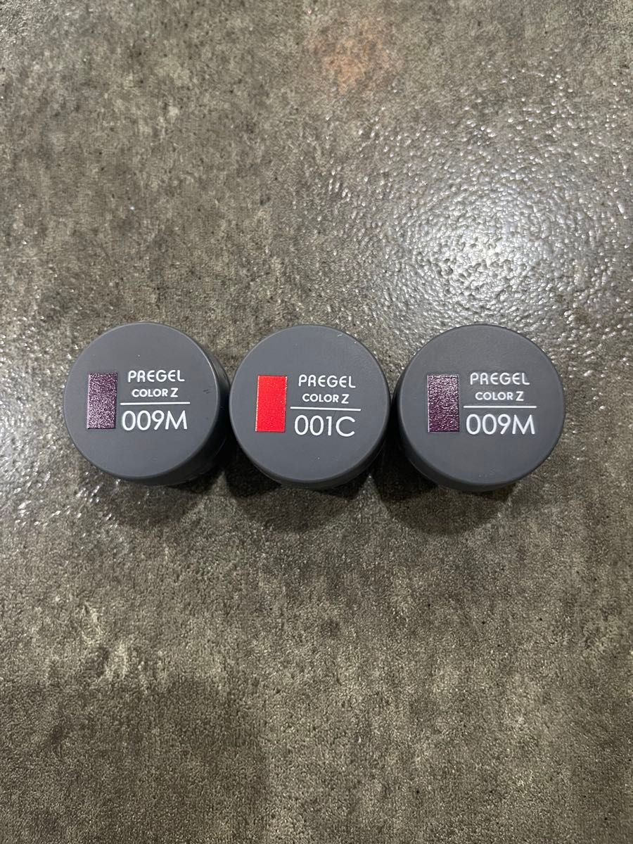 PREGEL Color Z Gel Nail Polish 3-Piece Set: 2 x 009M, 1 x 001C, New and Unused