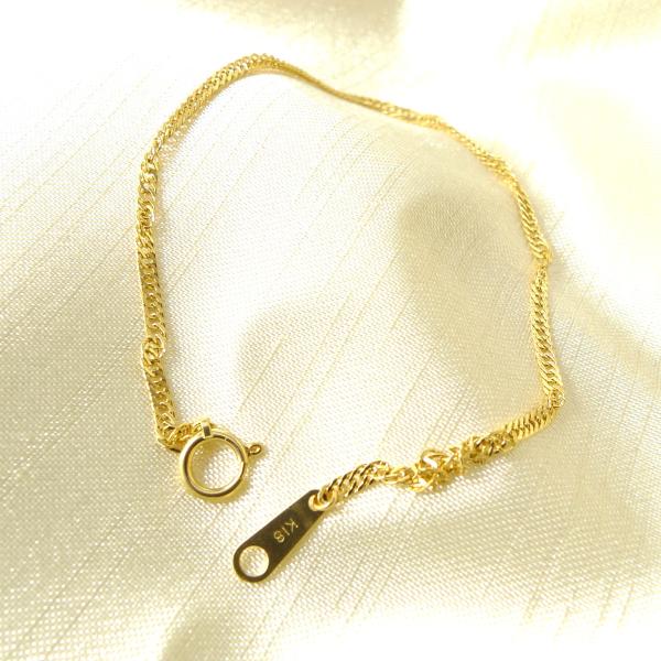 18k Gold Screw Bracelet, k18 Mint Inspection, 18k Gold, Width 1.7mm, Length 18cm, Weight 1.5g, Loop Closure, Gift for Women