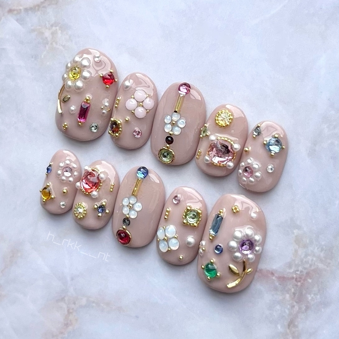 Nail Tips 'Bijou' Colorful Gem