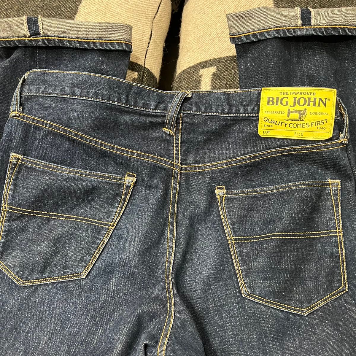 40s QUALITY COMES FIRST BIGJOHN大约翰牛仔布月桂树按钮全长度皮革补丁W30