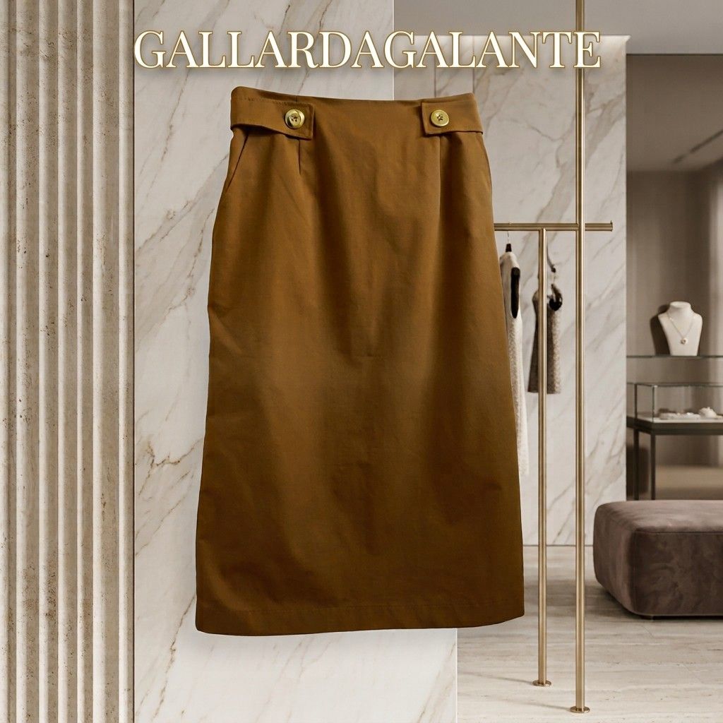 ★极美品★GALLARDAGALANTE加利亚达加兰特棕色紧身半身裙M码