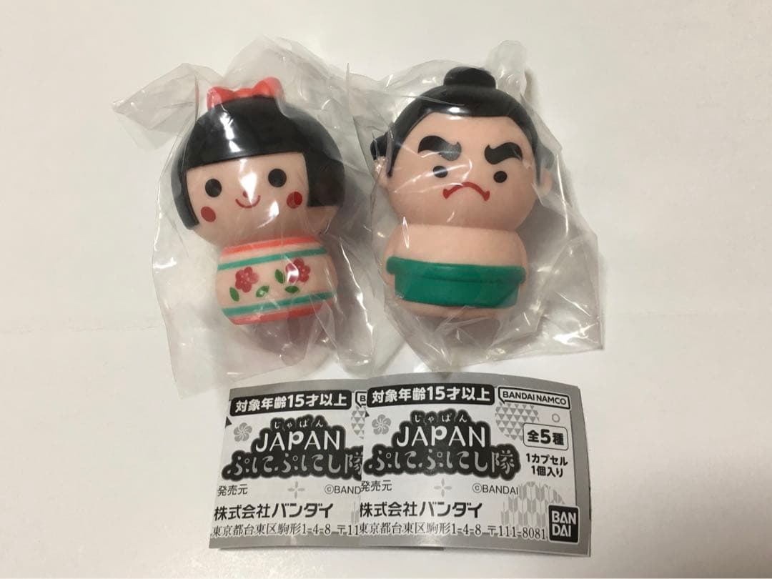 Gacha Japan PuniPuni Team Figure Kokeshi Wrestler 2-Piece Set