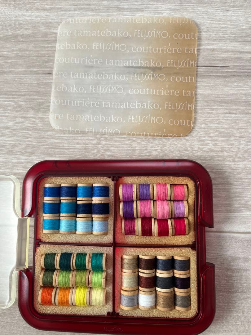 Felissimo Couturier Tamatebako Embroidery Thread 48 Colors with Wooden Bobbin and Case