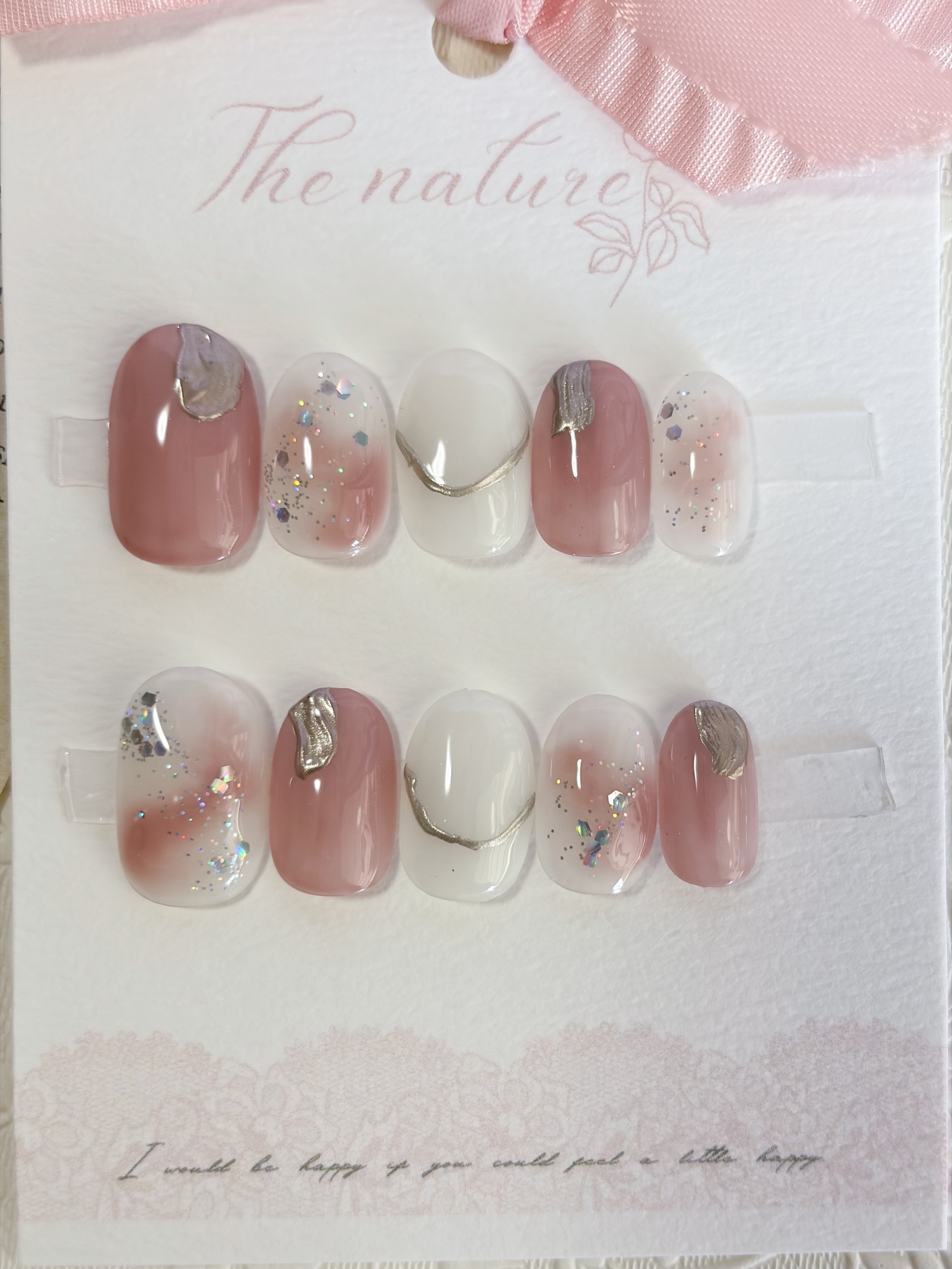 《Frostveil Nuance Nail Tips | Shell Mirror Elegant Nails