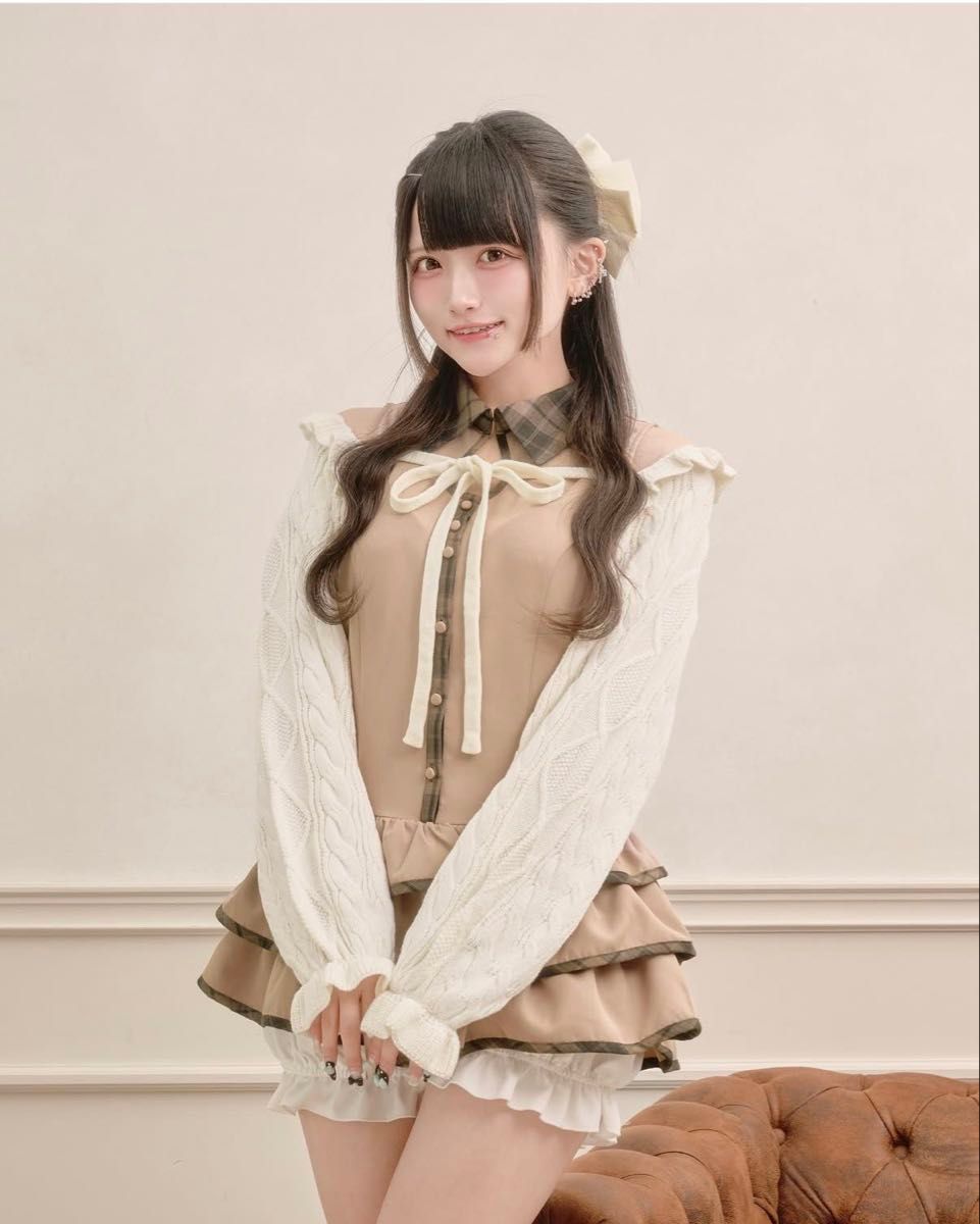 Palelfy パンツ付きデザインチェックワンピース