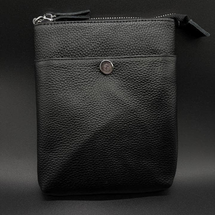 Mini Shoulder Bag, Genuine Leather, Black, Leather Smartphone Shoulder Bag, Crossbody, Lightweight, for Men and Women, BG01