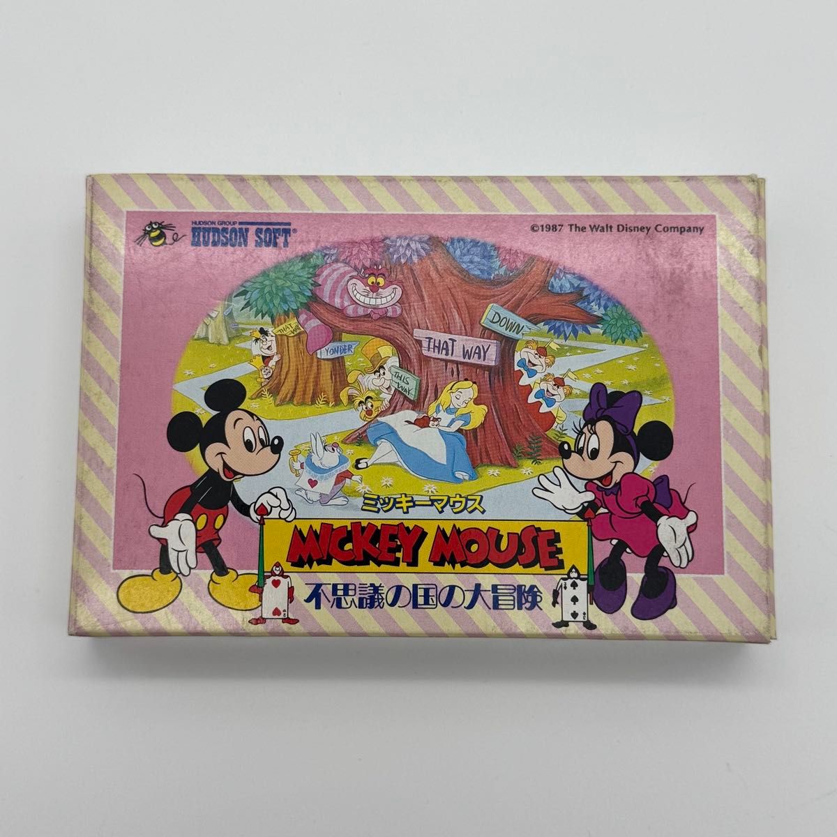 FC Mickey Mouse: The Great Adventure in Wonderland – Famicom game software, with box, manual, and flyer.