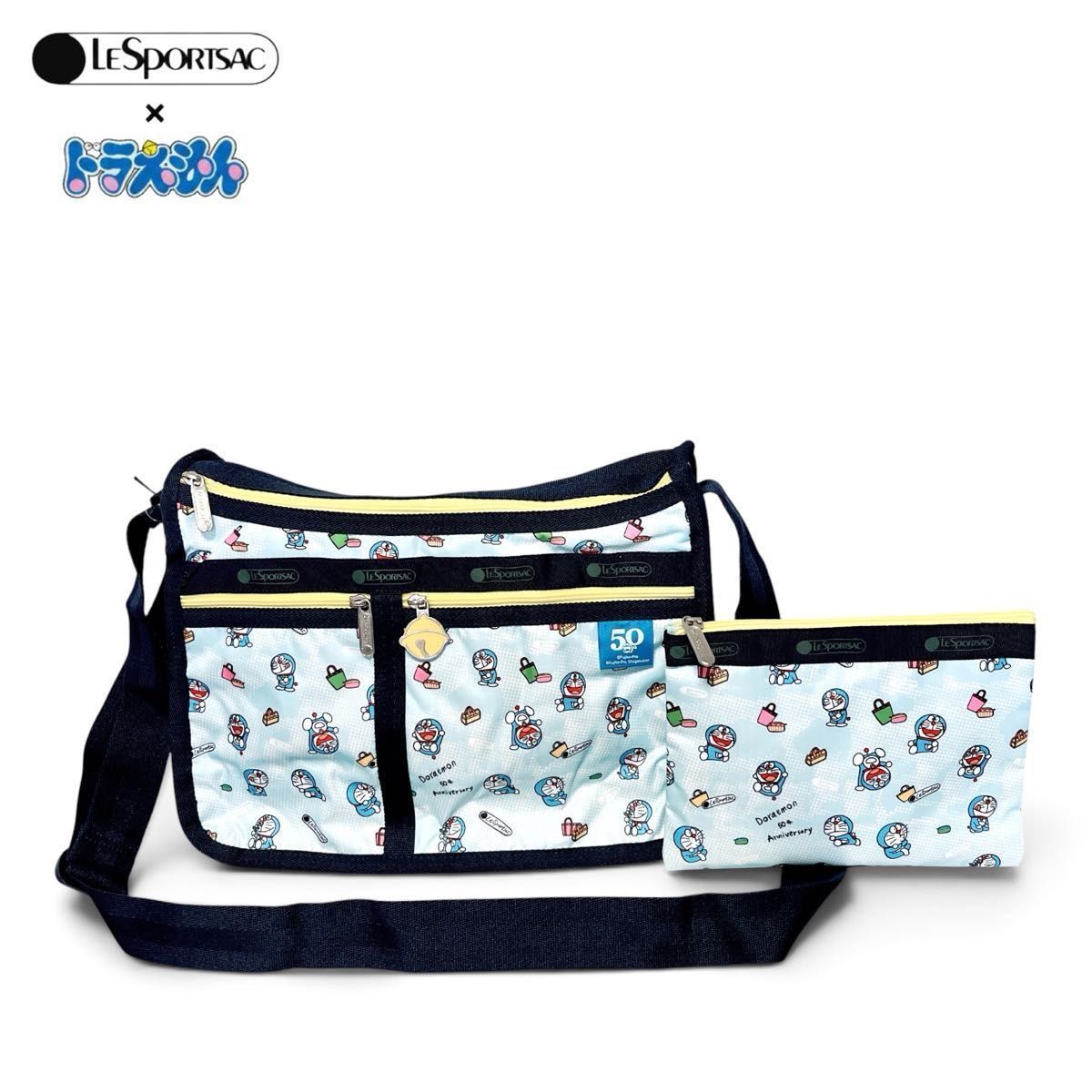 ★新品タグ付★LeSportsac レスポートサック×ドラえもん 50周年記念 デラックスエブリデイ ショルダーバッグ ポーチ付