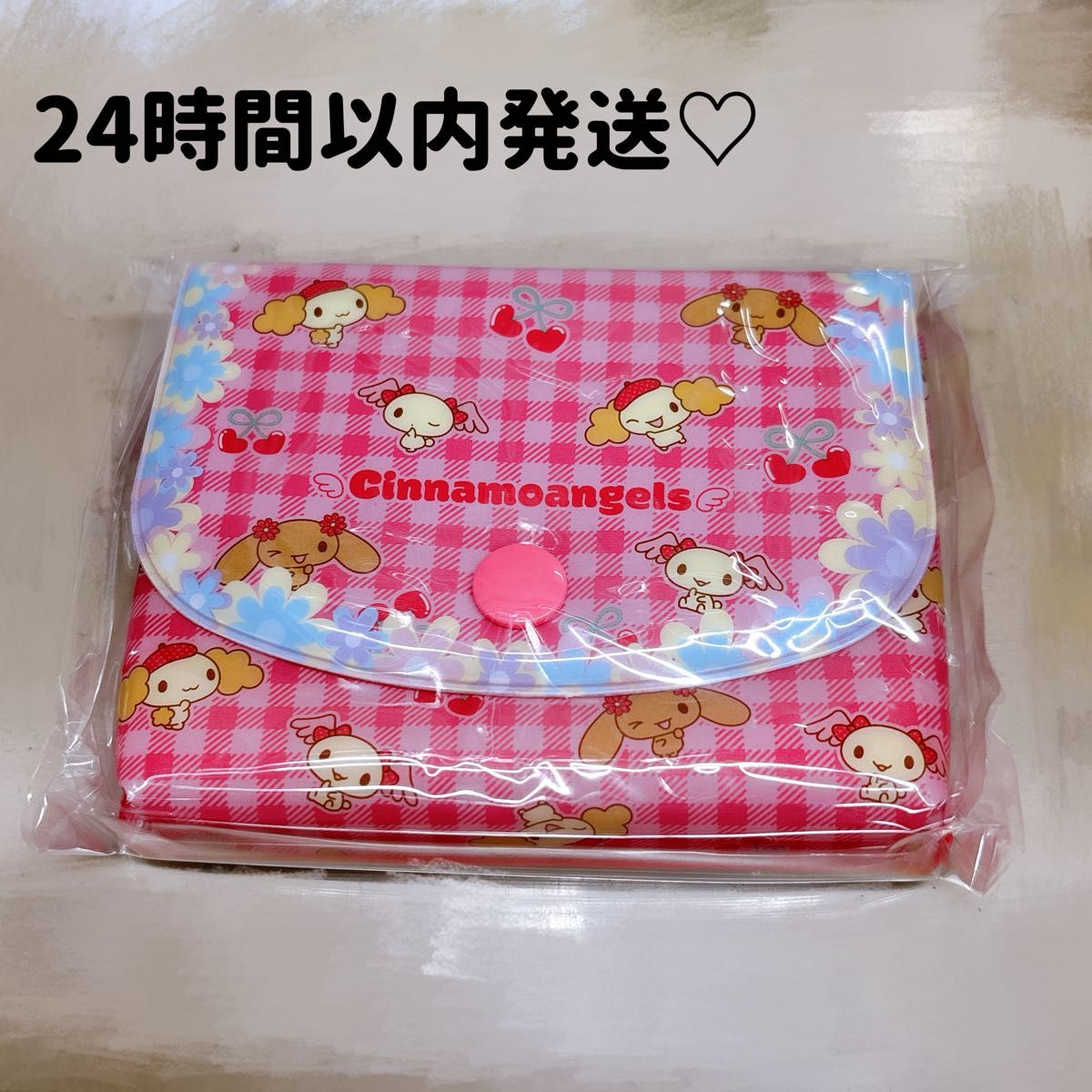 Sanrio Cinnamoroll Mini Pouch Pink Check Pattern