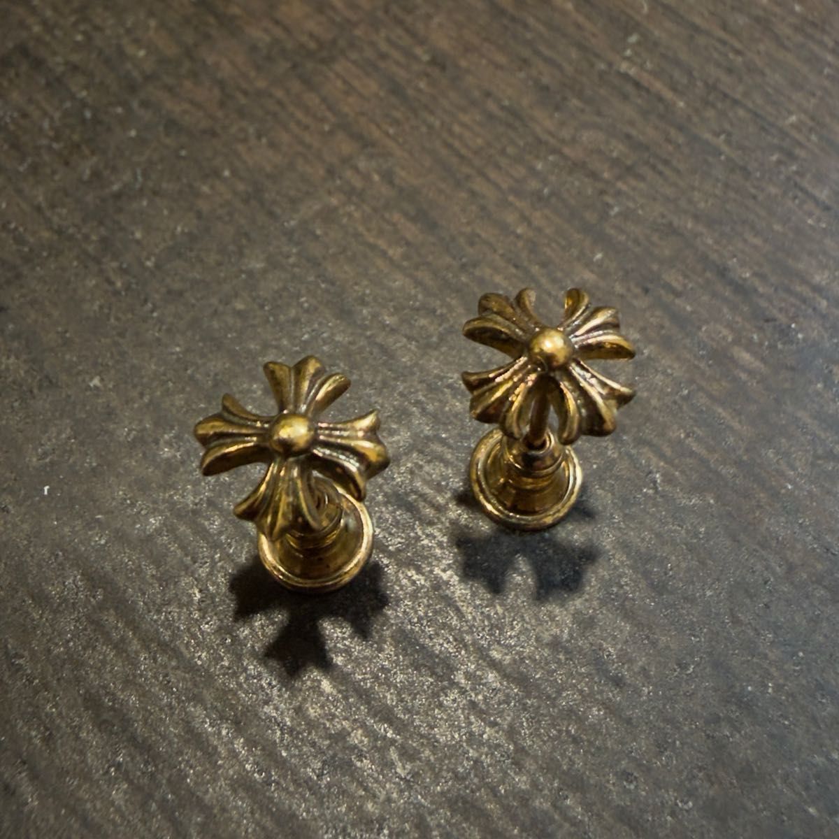 Chrome Hearts CH Plus 螺丝钉耳钉 22K 镀金 十字架 双耳套装 金色十字