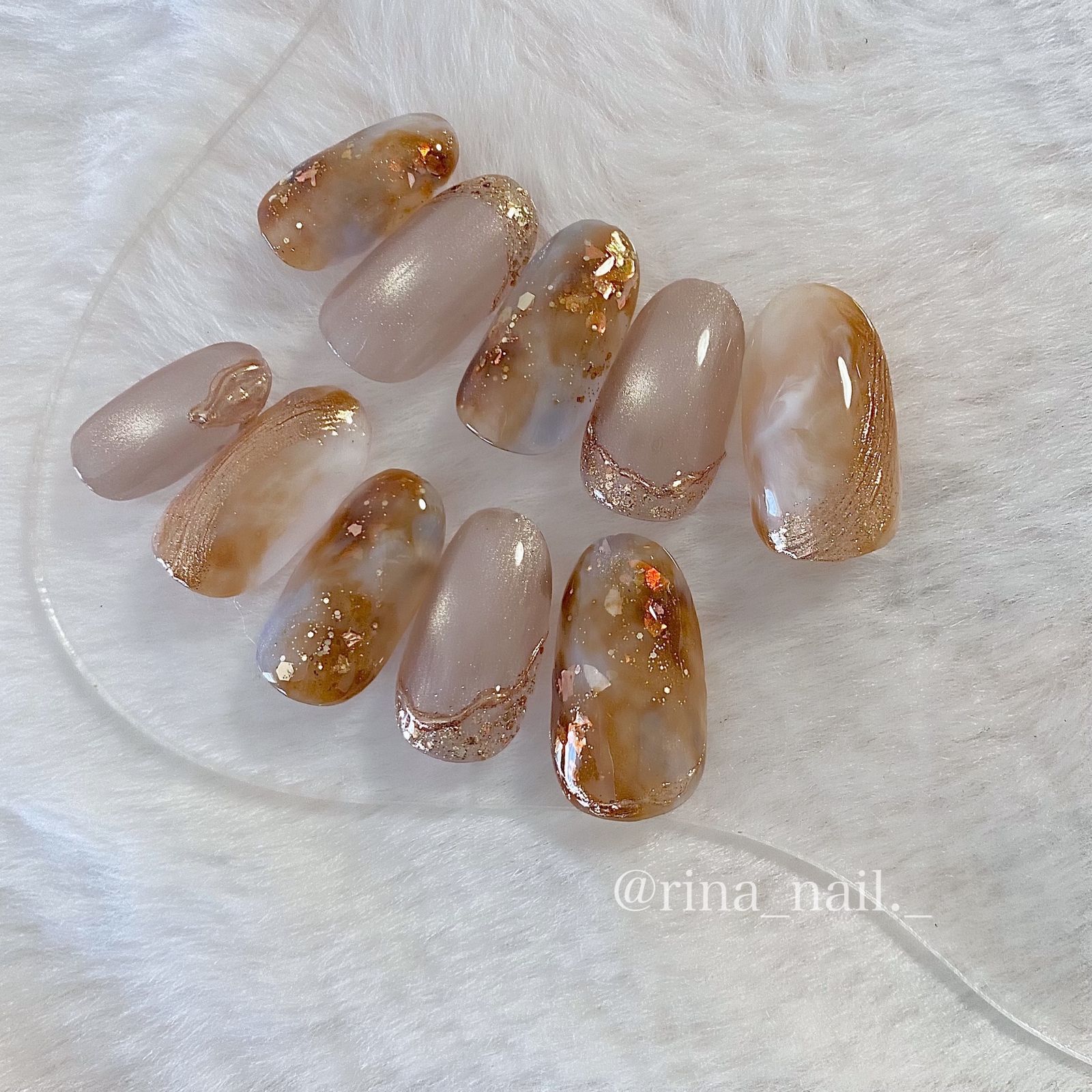 Nuance Brown Nail Tips / Nail Tips Gel Nails Japanese Style Wedding Bridal Coming of Age Ceremony Pre-Photography Magnet