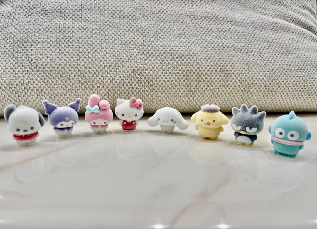 Sanrio Flocky Figure 8-Piece Set - Kitty, Cinnamon, Chroimi, and Batsumaru