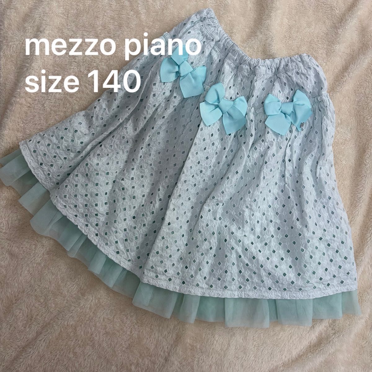 Mezzopiano mezzopiano mezzopiano儿童短裙带浅蓝色丝带的蕾丝女孩