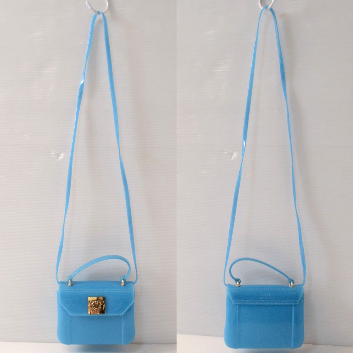 YW-00I Excellent Condition FURLA Candy Bag Mini Shoulder Bag Blue