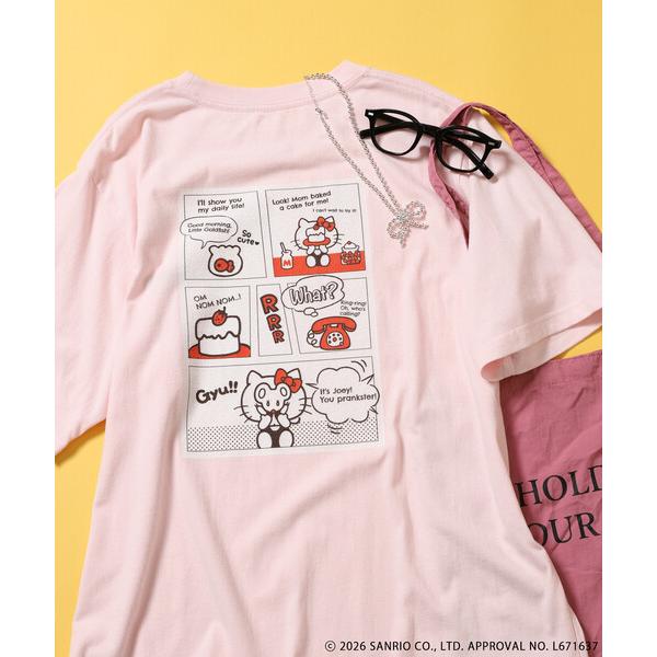 tシャツ 半袖 SANRIO/サンリオ ”HELLO KITTY' 目隠し コミックプリントTシャツ レディース