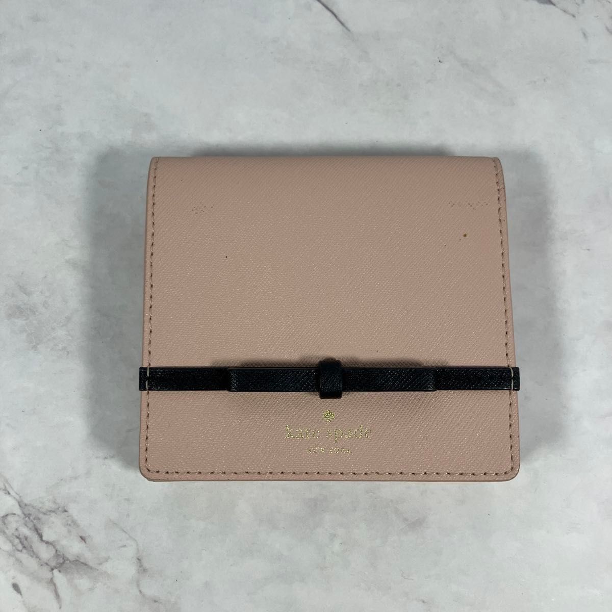Kate spade new york双折钱包粉色丝带PVC