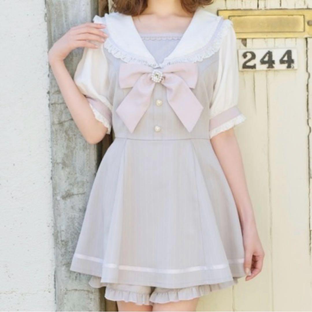 LIZLISA 水手服套装 灰色 短袖