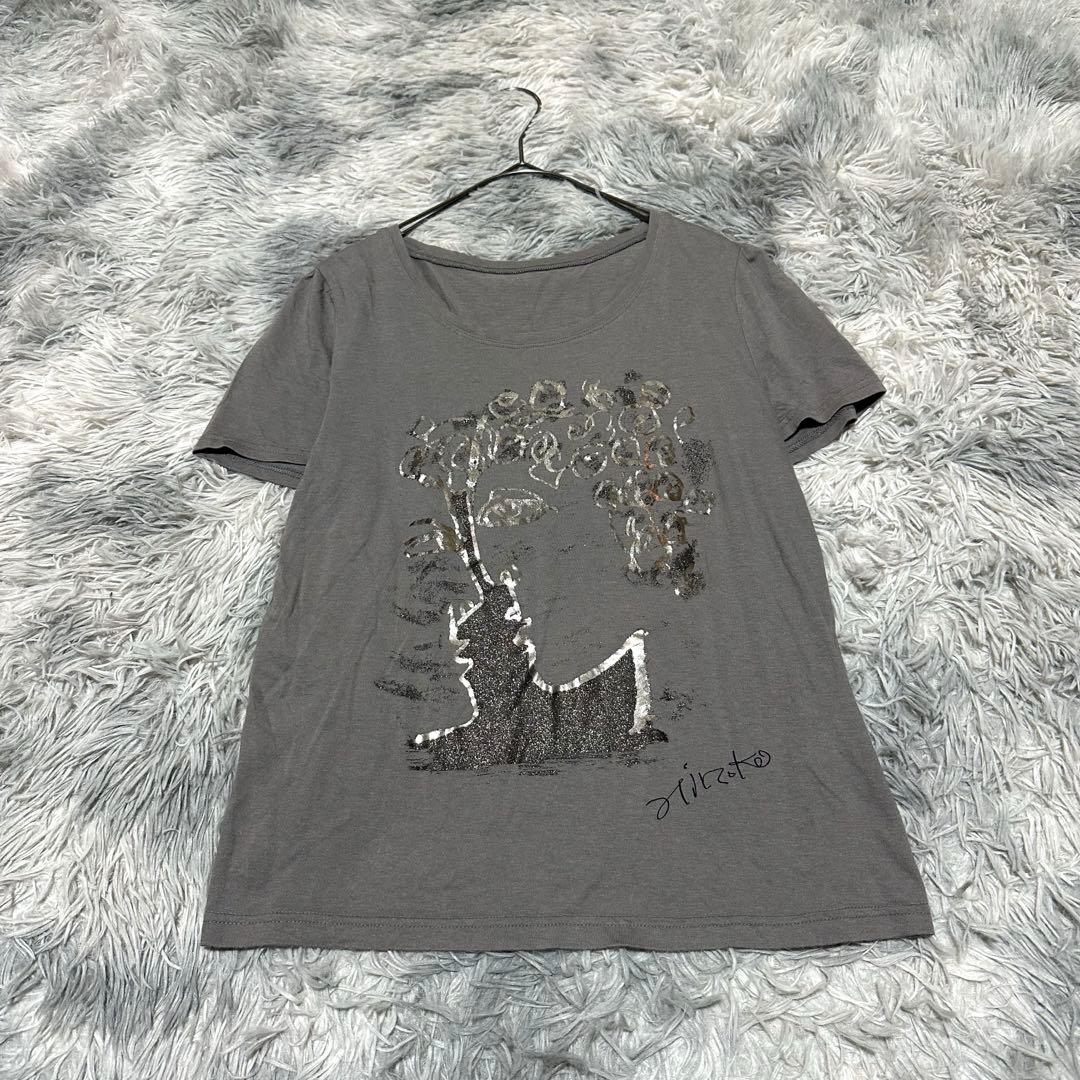 【TRUNK/Hiroko Koshino】印花T恤 灰色 M码 绘画设计【品相良好】