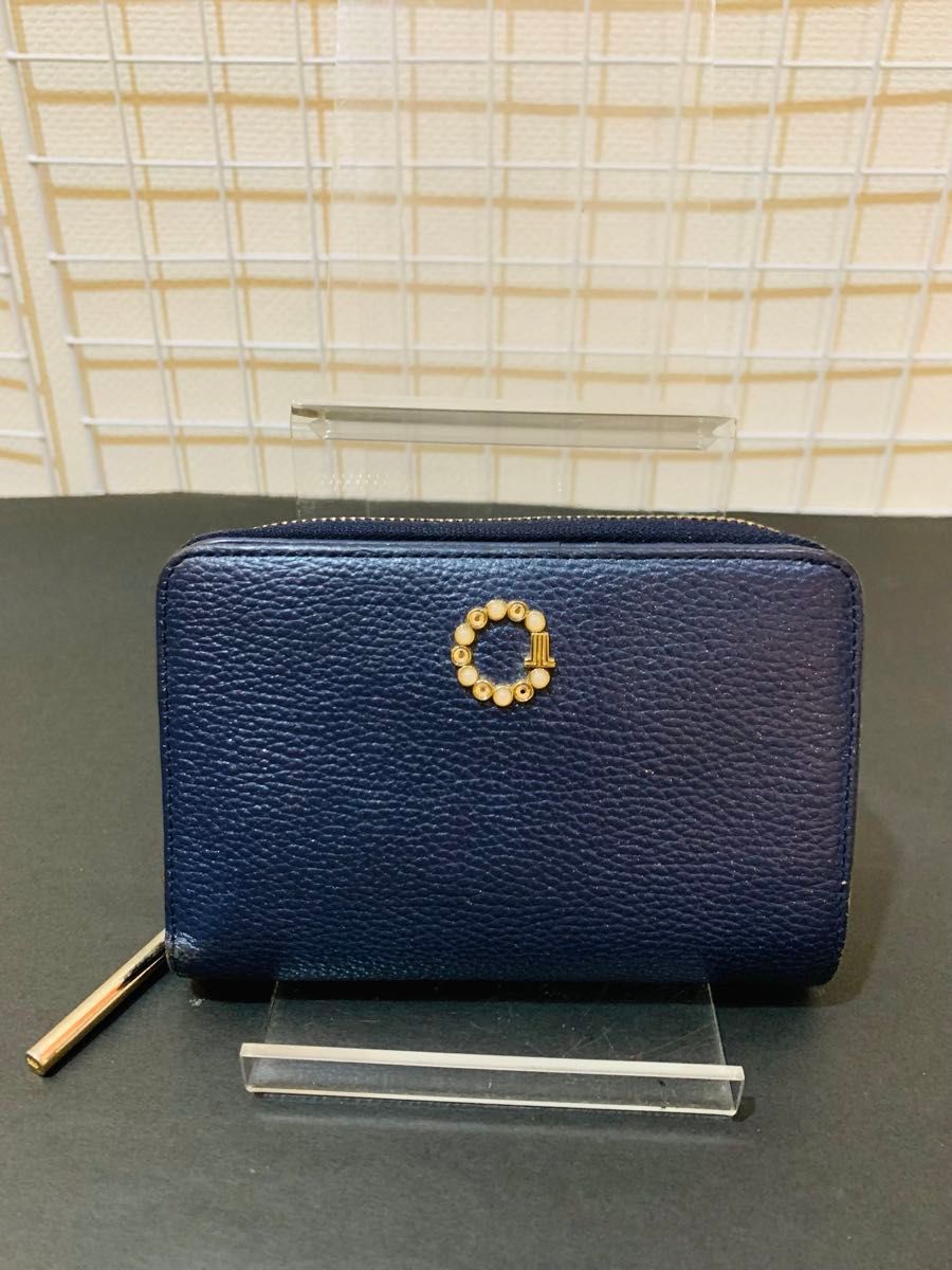【Excellent condition】LANVIN en Bleu bifold wallet, navy color, with pearl logo
