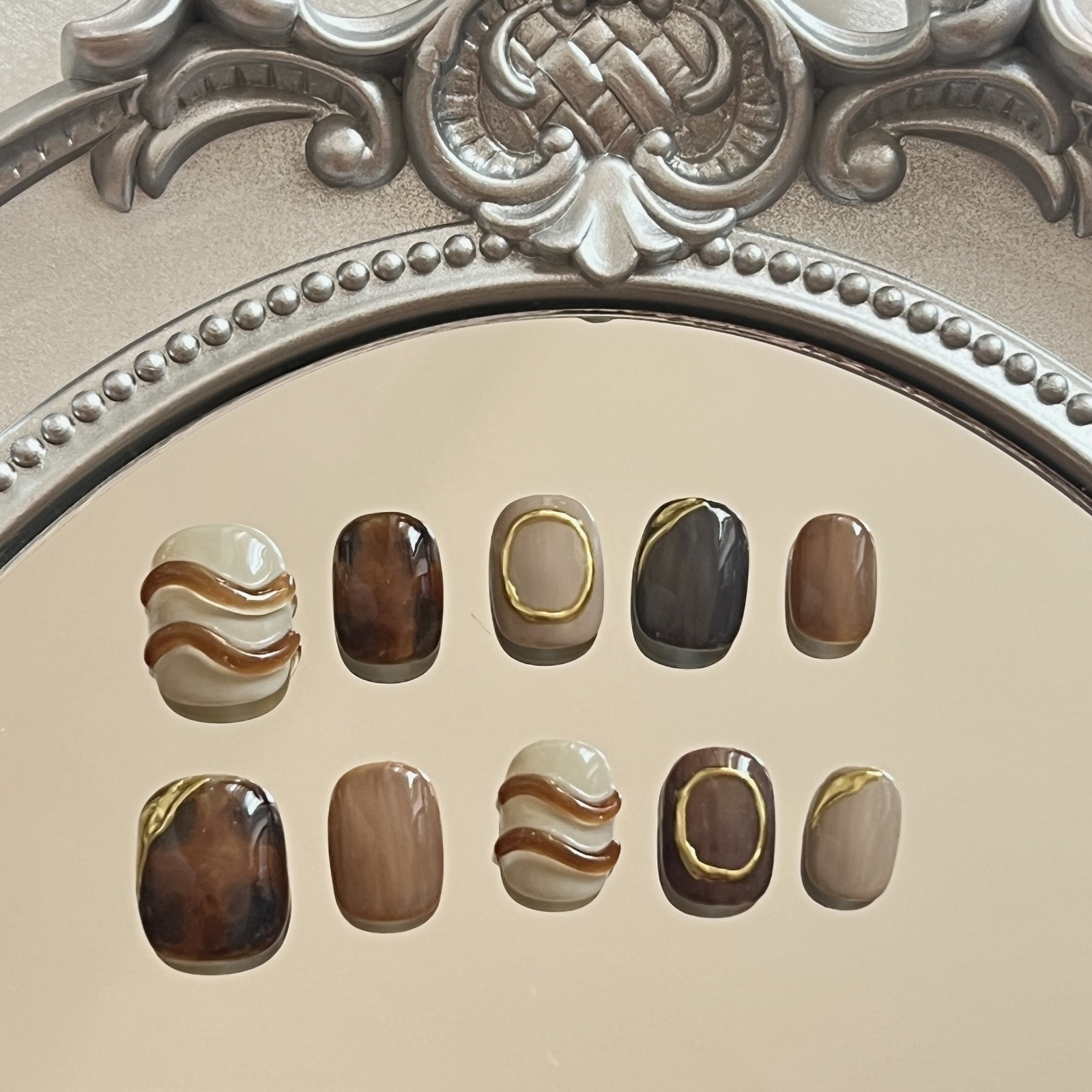 【 MOCHA 】Brown-toned nail tips, autumn/winter nail tips, mature nail art, salon-quality nail tips