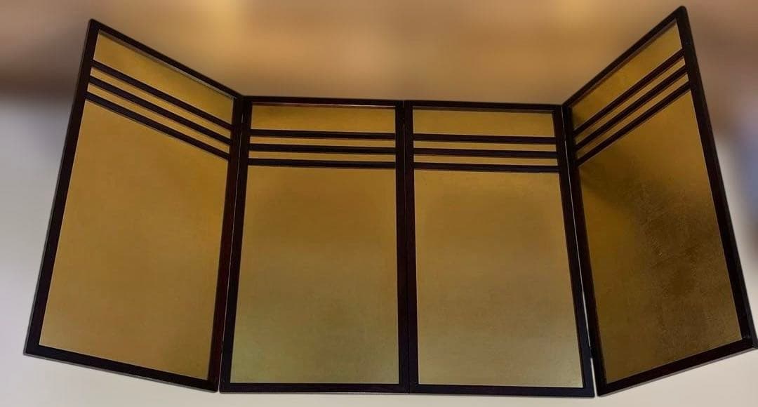 Gold Four-Panel Screen for Boys' Day Dolls
