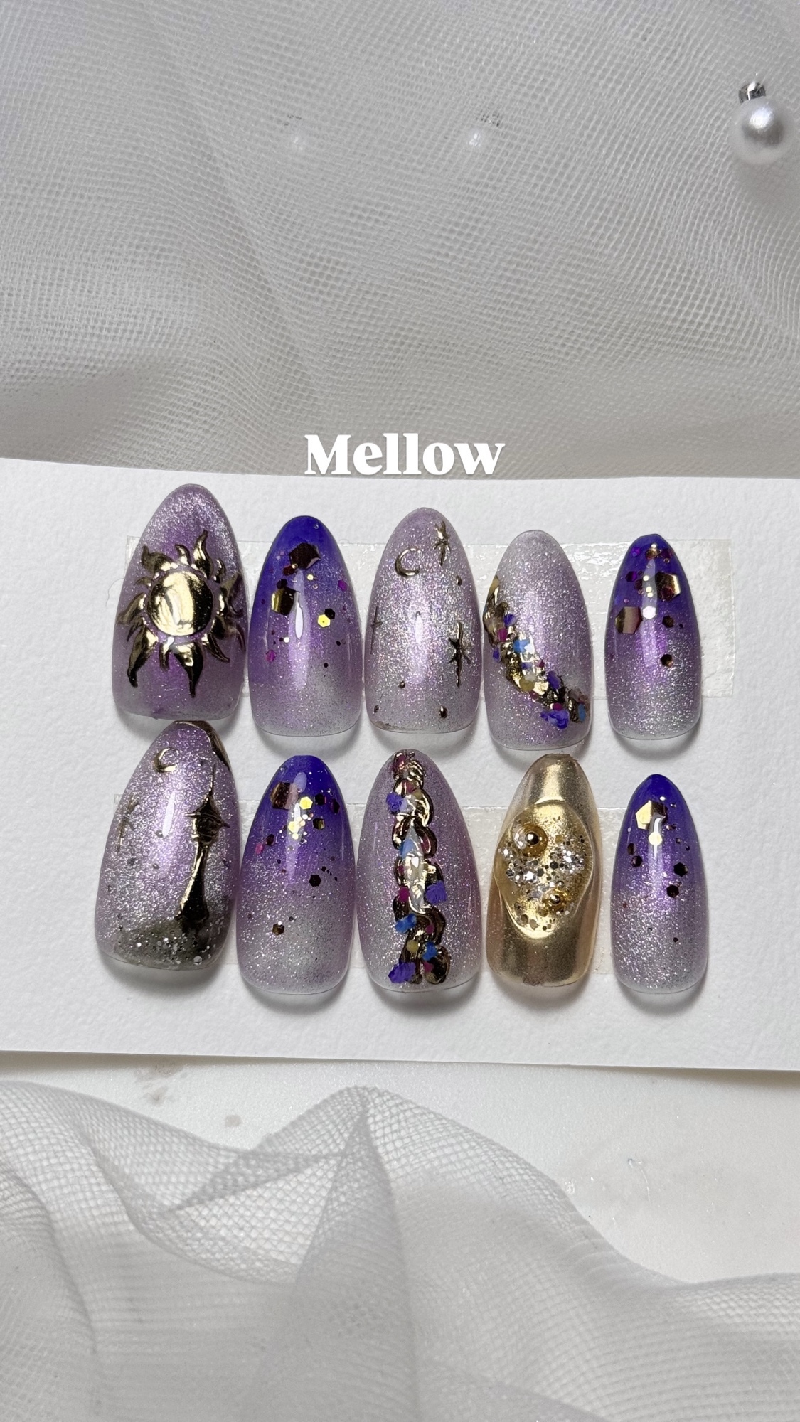 Rapunzel Nail Tips | Bridal Nails, Casual Wear Press-On Nails, Wedding Size Customization, Fairy Tale Purple Nails, Mature Elegance, Adult Cute