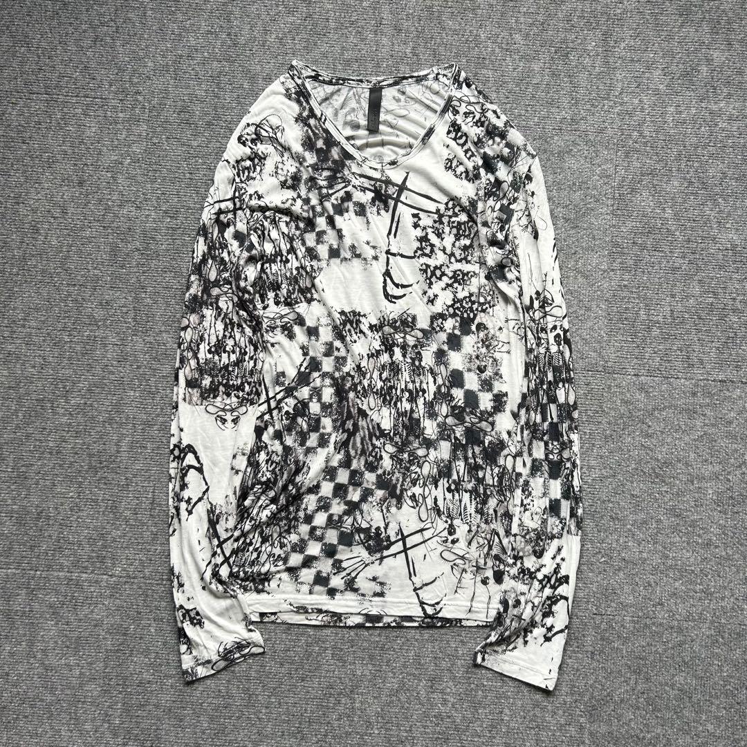 Roen Skeleton Checkered Print LS Tee LGB