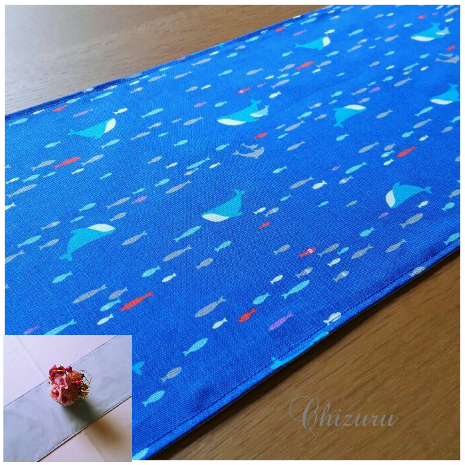 【满满小鱼】桌旗☆蓝色×浅蓝色