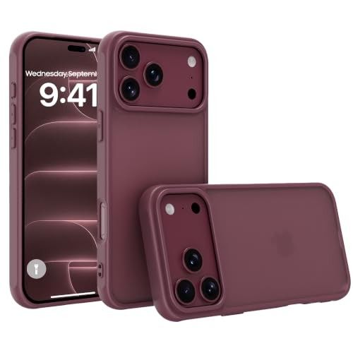 iPhone 17/18Pro Max 米軍MIL規格 耐衝撃 半透明 PC+TPU 6.9インチ チェリーレッド