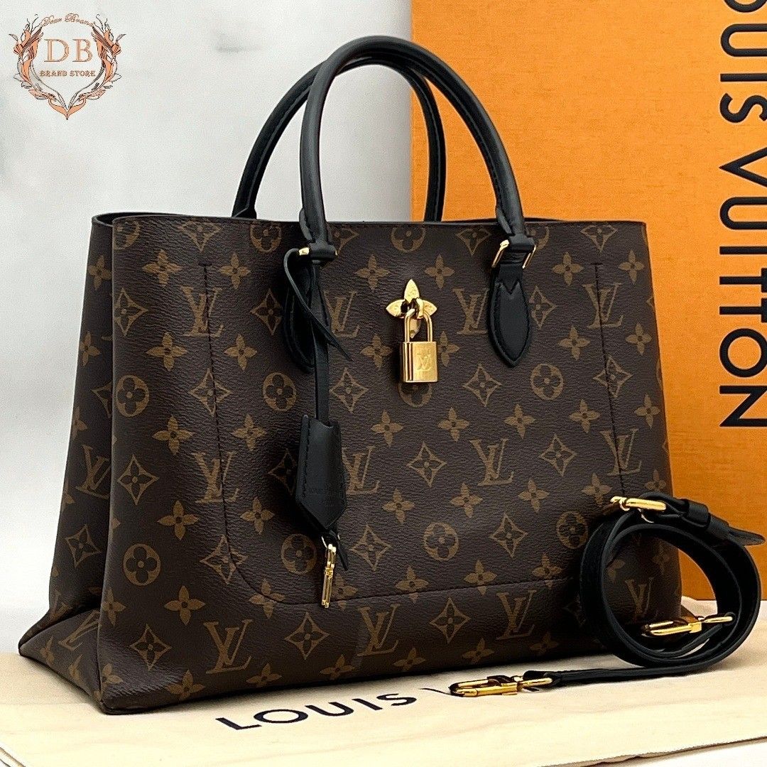 【附防尘袋】路易威登 (Louis Vuitton) 花朵托特包 Monogram 黑色 黑 金色五金 LOUIS VUITTON 单肩包