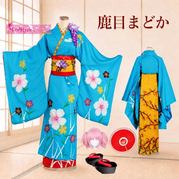 豪华cosplay服装剧场版魔法少女小圆鹿目小圆舞妓Ver.浴衣伞木屐假发可追加全套