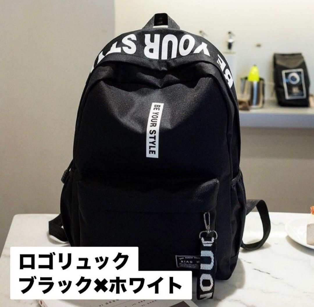 Logo双肩包 黑×白