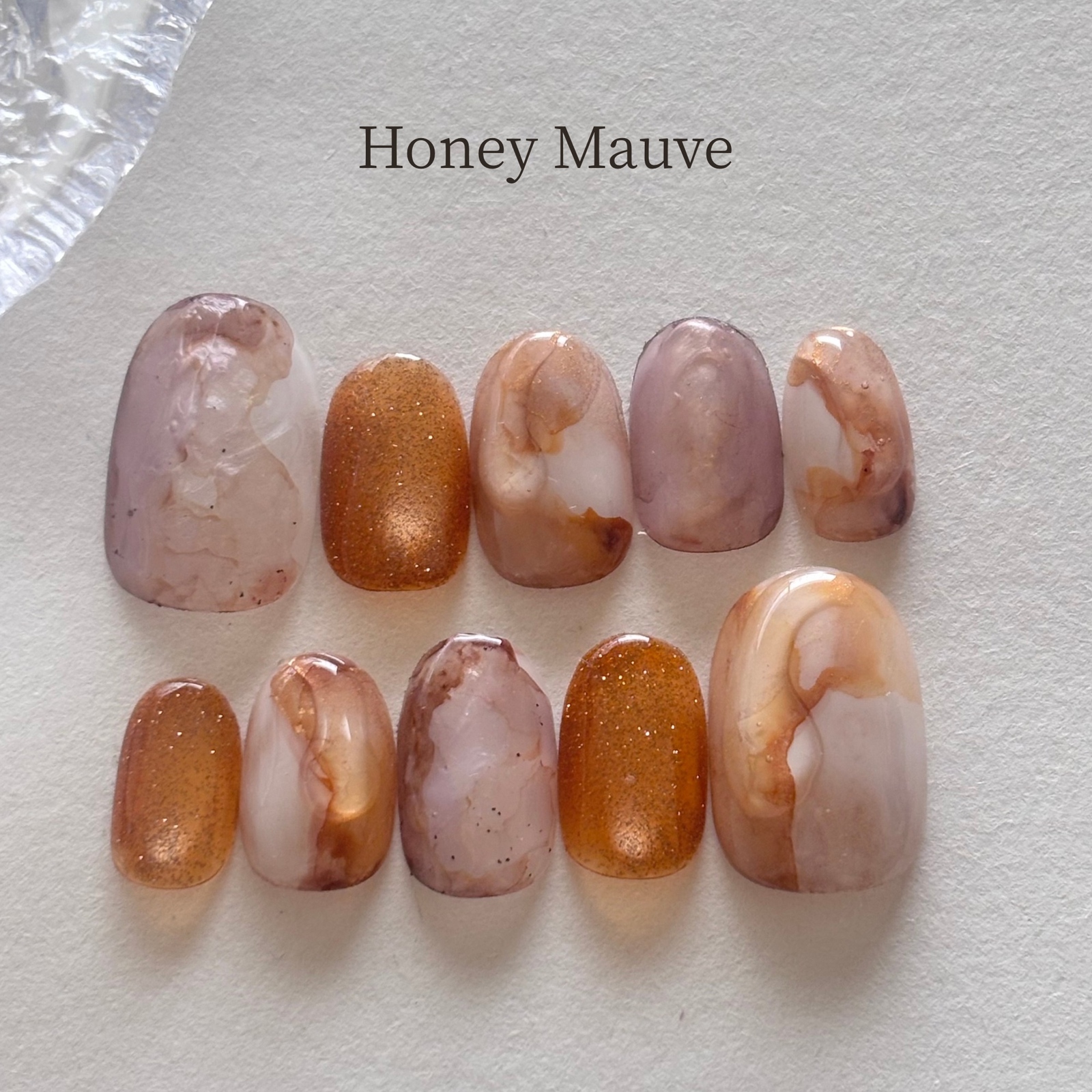 Honey Mauve | Nuance Nail Tips | Mauve Pink × Amber × Sheer Amber Autumn No.28