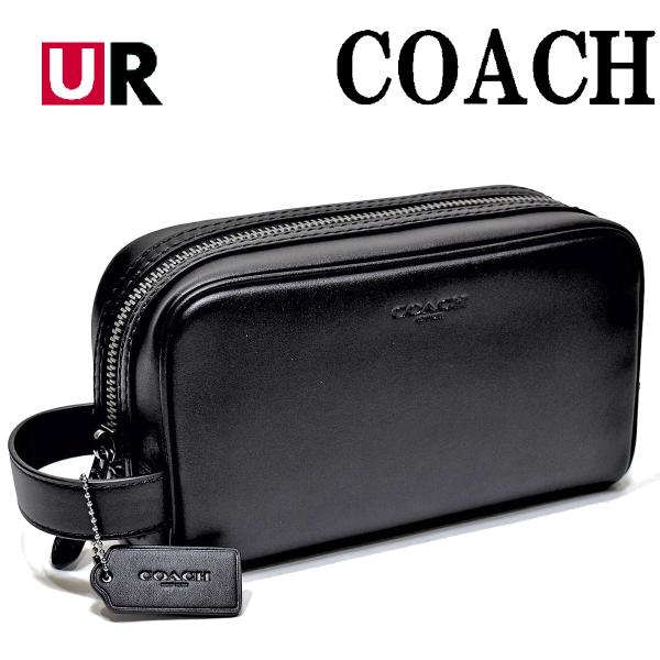 教练包第二包配件化妆包男士女士品牌COACH CAT30 QB/BK激光黑色皮革真皮