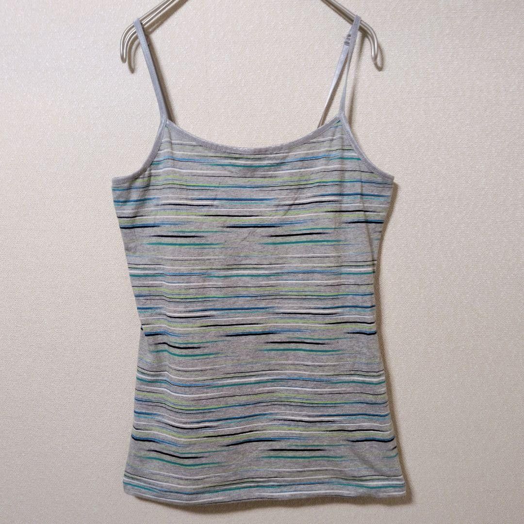 ☆ S-O camisole cami sleeveless border M ash cotton layering