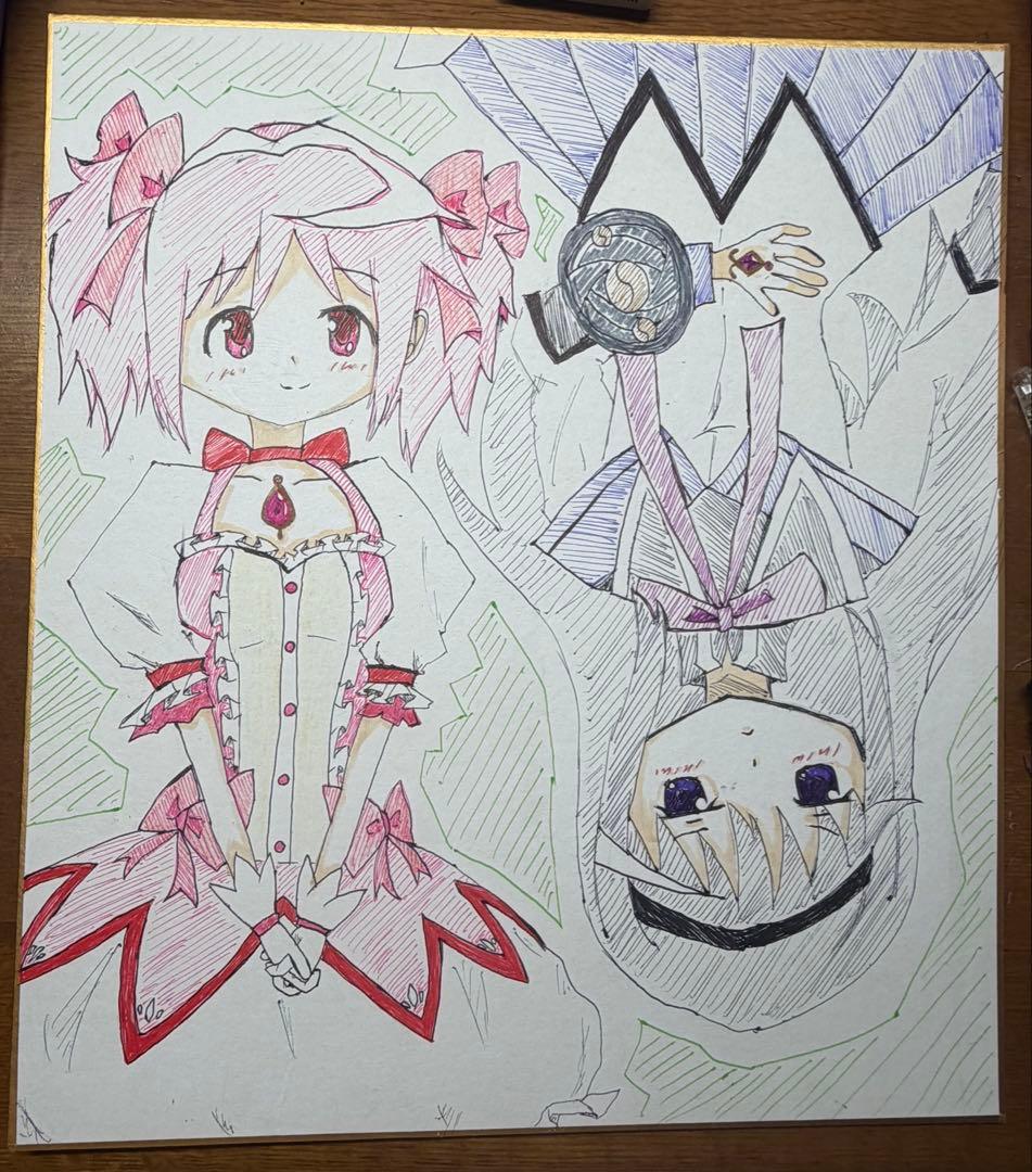 魔法少女小圆 晓美焰 手绘插画 色纸 27.2× 24.2cm