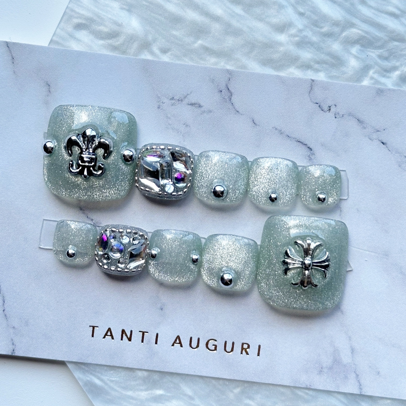 [Sale | FOOT] Glitter magnet for nail foot foot Summer noisy gal mint green chrome hearts chrome filled Tsukushi Aurora
