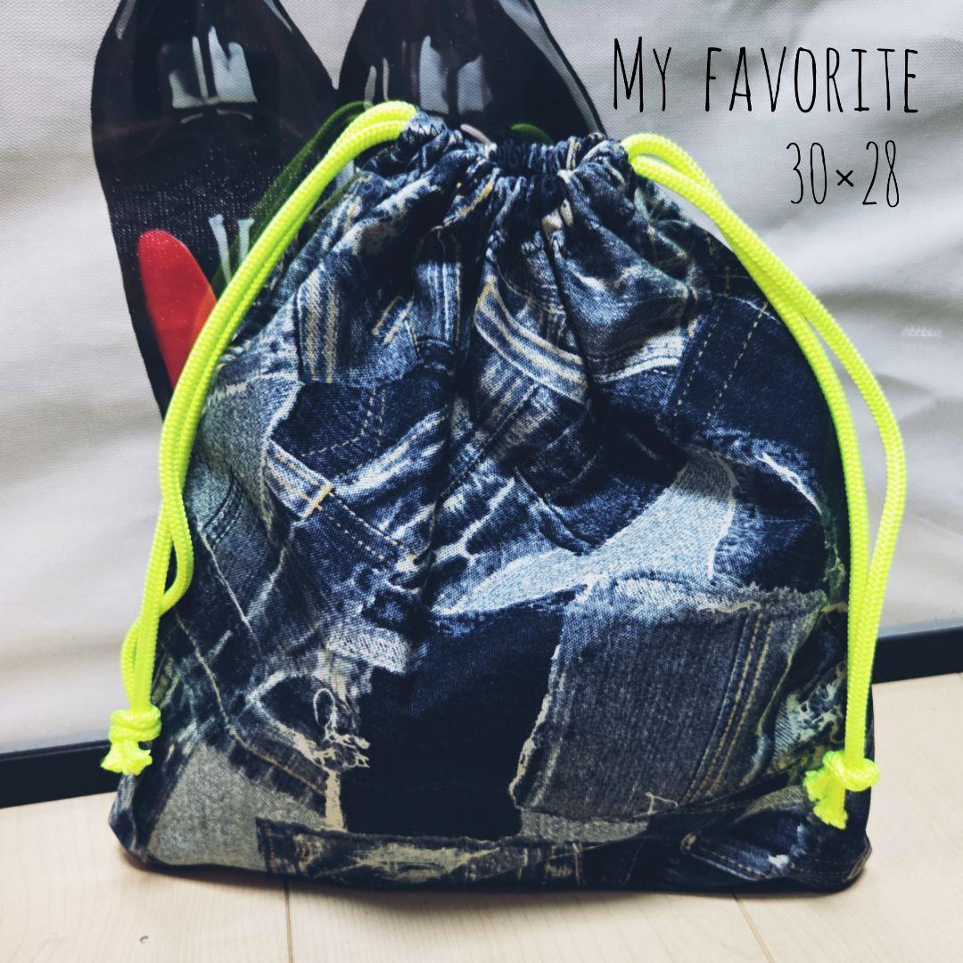 Gym Clothes Bag, Denim Pattern