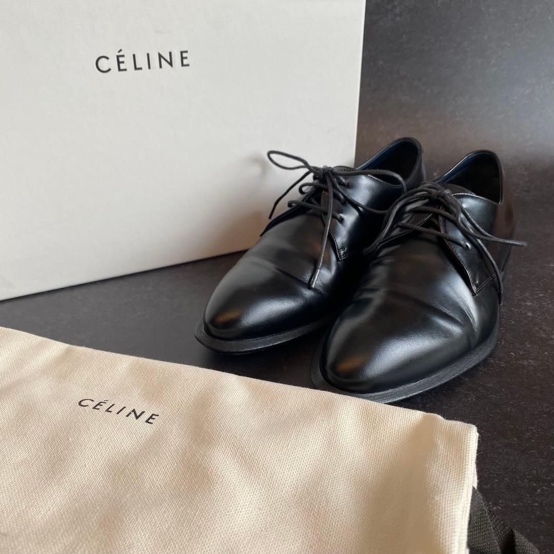 セリーヌ CELINE 革靴 レザードレスシューズ フォーマル ビジネス レースアップ フィービー期 イタリア製 黒 34.5