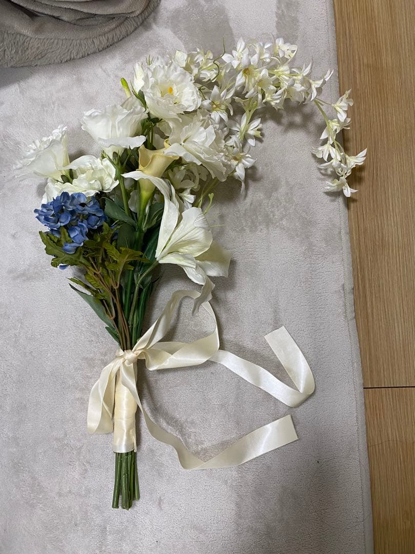 White Blue Artificial Flower Bouquet