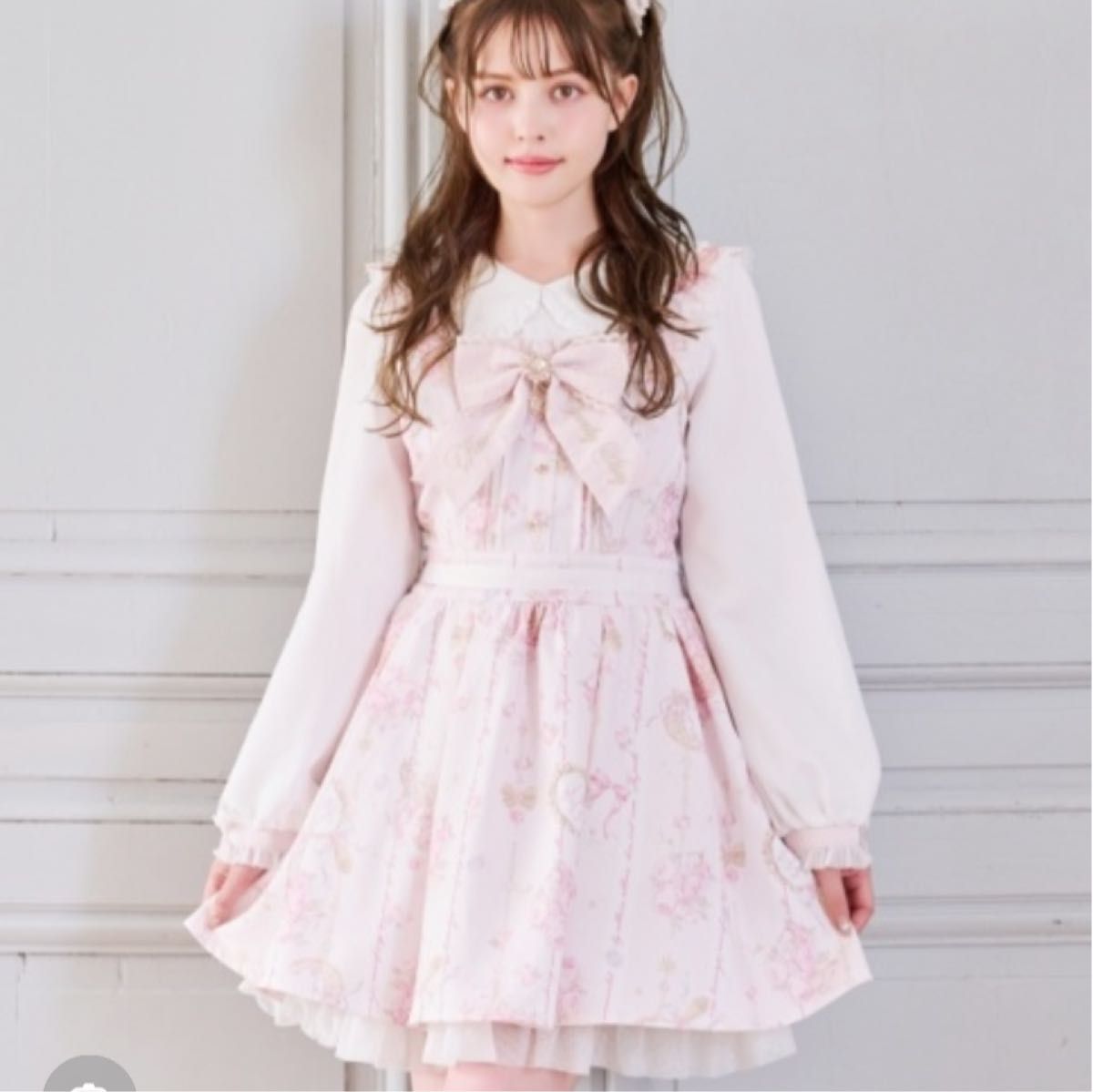 LIZ LISA リズリサ 珠宝图案连衣裙 粉色