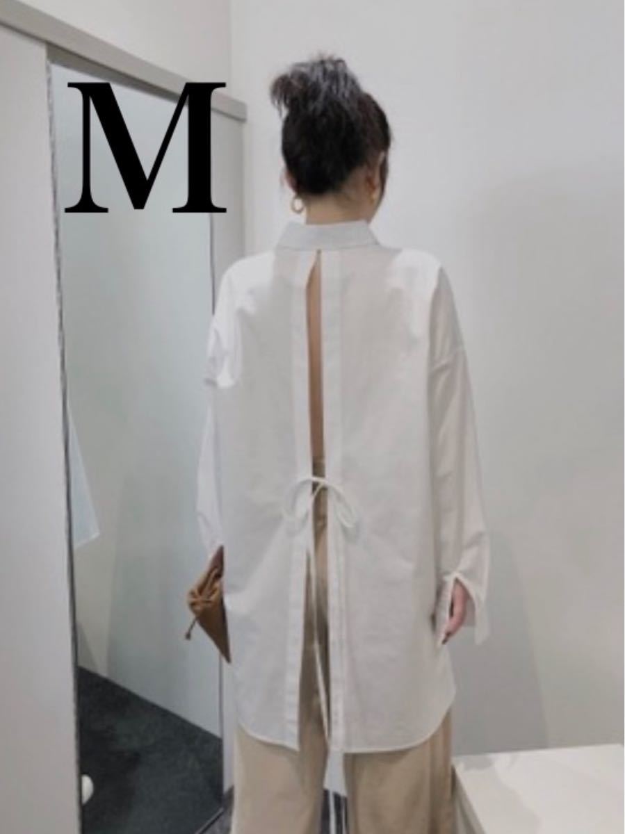［新品］时尚后开式衬衫 白色 女士雪纺衬衫 带开衩